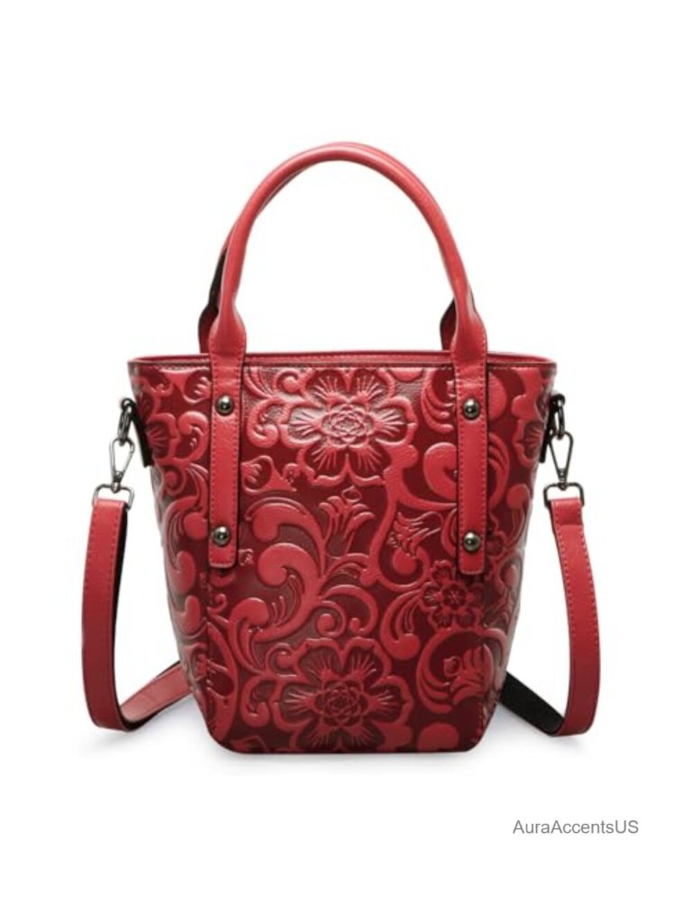 Small Vegan Leather Satchel Crossbody Bag Top Handle Purse Embossed